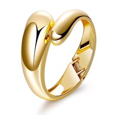 18K Gold Plated Wide Chunky Gold Cuff Bracelets for Women Chunky Bangle Brace... picture