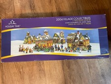 NIB Holiday Time VTG  Village Collectibles 11 Piece Lighted House Set orig box picture