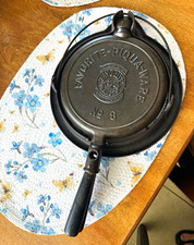 Favorite-Piqua Ware No. 8 Cast Iron Stovetop Waffle w/ Griswold no8 base picture