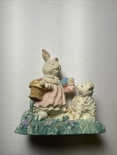 1993 Mervyns' Easter Bunny in Pink Dress w/ Lamb Sheep Miniature 2
