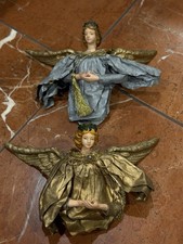 CARTAPESTA PAPER MACHE XMAS ORNAMENTS CLOTHIQUE SILVER GOLD ANGELS LOT 2 EU picture