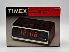 Timex Digital Alarm Clock Red LED Vintage Woodgrain Desk Bedside Snooze-NIB picture