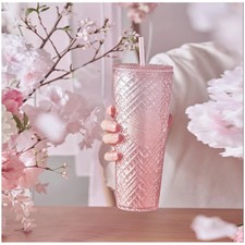 2022 China Starbucks Sakura Pink Diamond Jeweled Studded 24oz Tumbler Straw Cup picture