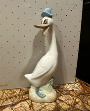 Vintage Casades Spain Porcelain Goose Figurine Blue Hat 7.5” Made in Spain picture