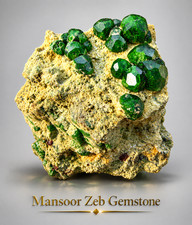 48 Gram Shinny Demantoid Green Garnet Crystals On Matrix From Pakistan. picture