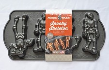 NEW Nordic Ware Spooky Skeleton Cakelets Mini Cake Pan USA Halloween Brownies picture