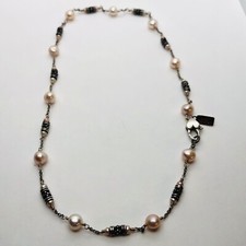 LILY RACHEL FRESHWATER PEARL STERLING SILVER BEADED DESIGNER NECKLACE 16.5” 925 picture