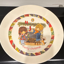 Gentle Treasures Merry Christmas Collector Plate Patchwork Ceramic 1973 Vintage picture