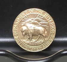 14K Gold DEPARTMENT of the INTERIOR Distinguished Service Pin - BUFFALO picture