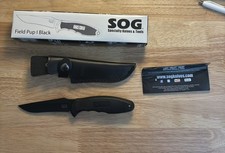 SOG Field Pup I Hunting Fixed Blade Knife Black, New in box  picture