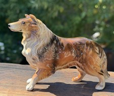 Vintage Nippon Yoko Boeki Ceramic Collie Dog Figurine Japan Approx H 4” X L 5” picture