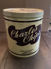 Vintage Charles Chips Potato Chip 16 oz. Large Tin Can Musser's Mountville PA picture