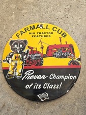 VINTAGE INTERNATIONAL HARVESTER MCCORMICK FARMALL CUB PORCELAIN SIGN 12