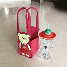New Starbucks Latin American Glass Bear Bottle With Bear Tumbler RED Carry Bag picture