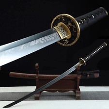 Clay Tempered T10 Katana Natural Rosewood Japanese Samurai Sword Real Hamon picture
