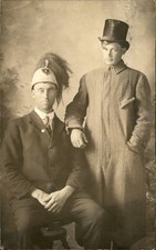 Costumed men Fez Hat & Top Hat  Studio Image c1900s-10s Real Photo Postcard bhn picture