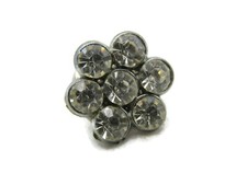 Vintage Flower Brooch Pin Clear Rhinestone Crystal Cluster Silver Tone Floral picture