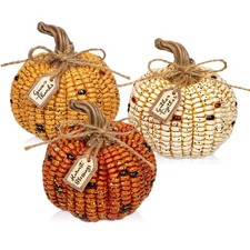 Briful 3-Piece Resin Corn Pumpkin Set Fall Decor picture