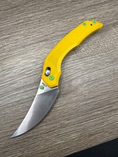 CJRB Nanner J1955YE Yellow Lime G10 Crossbar Persian Folding Knife Used Exc picture