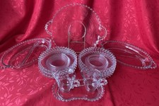Candlewick Imperial Glass Plates Sugar Creamer Tray Handled Plate Divided Relish picture