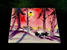 1 VTG American Artist Group Xmas Greeting Card by W. H. Dietrich Moonlit ❄️Ride picture