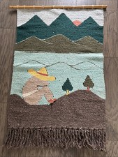 SW/Mexico Woven-Wool Hanging Tapestry, SW Design, 28”x43” On Bamboo Pole PO-LN picture