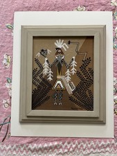 Original Pablita Velarde Earth Pigment Painting Warrior Yei Santa Clara Pueblo picture