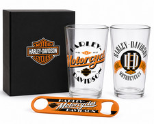 Harley-Davidson Gift Set for Men – Ride Free Pint Glasses & Bottle Opener picture
