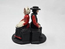 Vintage Cast Iron Amish Couple Bookends - 3 1/2 Pounds 4 3/4