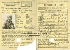 1930 Amelia Earhart Pilot's License PHOTO,No Joke Autograph  / Signature Shown picture