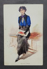 ANTIQUE BARRIBAL POSTCARD - POST CARD - THE GIRL IN BLUE - C1910's VALENTINE picture