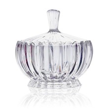 Rxcvkmw Glass Candy Plate with Cover Crystal Candy Bowl Fruit Plate White picture