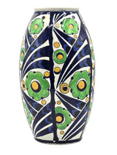 Keramis Art Deco Style Floral Vase Made in Belgium D1198 READ picture