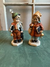 Vintage Friedel Bavaria School Boy & Girl Porcelain Figurines West Germany Pair picture