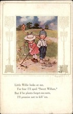 Children planting flowers Humor W. M. Sanford c1910s Vintage Postcard picture