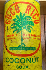 PUERTO RICO, 1950-60's, Vintage, COCO RICO SODA CAN, PRE-OWNED, Sealed cap, Used picture