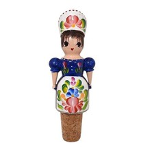 Colorful Hungarian Folk-Art Girl Lady Cork Wine Bottle Stopper Russian European picture