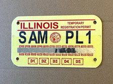 Rare 2001-2005 Illinois Sample Temp Reg Motorcycle Permit License Plate SAM PL1 picture