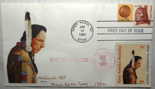 Iron Eyes Cody Crazy Horse Stamp & Envelope Signed by Bob Timberlake & Iron Eyes picture