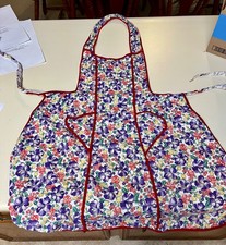 Vintage Full Bib Apron Red Blue Green Floral  Cottage Country picture