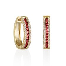 Namana Elegant Ruby Red Hoop Earrings,Large Gold Hoops with Red Stones for Women picture