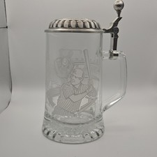 Avon Fine Collectibles Clear Glass Lidded Stein Pewter Lid Germany Breweriana picture