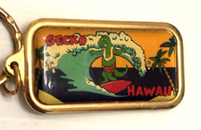 Vintage HAWAII  GECKO Square Keychain Acrylic Souvenir Trave  Surf l Lizard picture