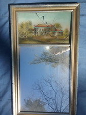 Vintage Harvard Law School Eglomise Reverse Painting with Mirror 15 x 26 AS IS picture