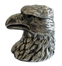 Vintage Silver Plated Eagle Head Inkwell with Hinged Lid, Approx. 3” x 3” picture