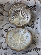 VTG Leonard Silver Plate Clam Shell Caviar Dish Removable Glass Insert 5”x5” picture