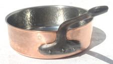 Vintage 9.8inc Copper Saute Pan Made in France Tin Lining Hammered 2.5mm 5.5lbs picture