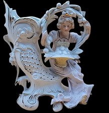 Antique Unger & Schneider Co German Porcelain Bisque Lady Spill Vase 1885-1900 picture