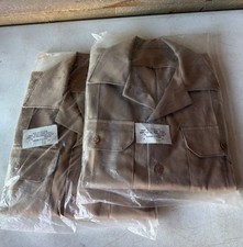 US Army Vintage 1977 Shirt Medium Tan 445 Short Sleeve Uniform Shirts (2) NEW picture