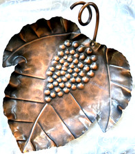 Vintage REBAJES MCM Large Copper Grape Leaf Tray Dish - Rare picture